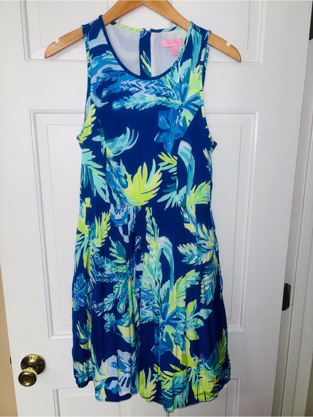 Lily Pulitzer Bright Blue Tropical Print Sleeveless Dress size 2